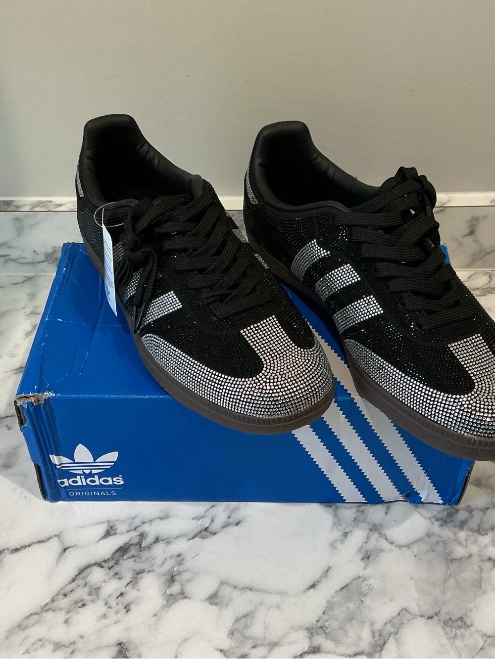 Adidas Women’s Samba OG Black & rhinestone silver Low-Top Sneakers